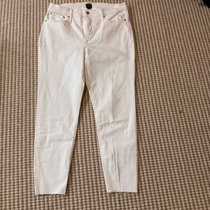 J.Crew 10" High-Rise Skinny Raw Hem White Jeans - Women's Size 33